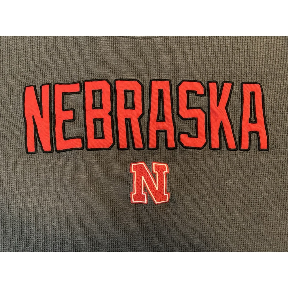 Colosseum Long Sleeve Thermal Nebraska Men's 2X/Large Gray Waffle Pullover